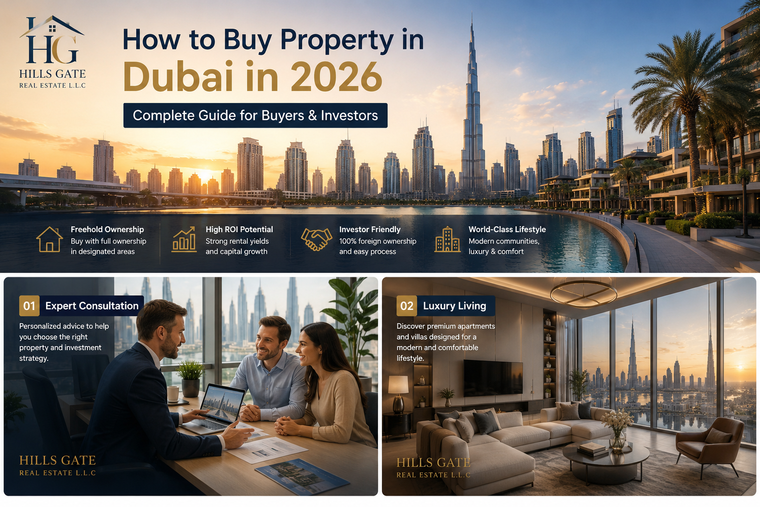 Buy property in Dubai in 2026 - Dubai skyline and luxury real estate